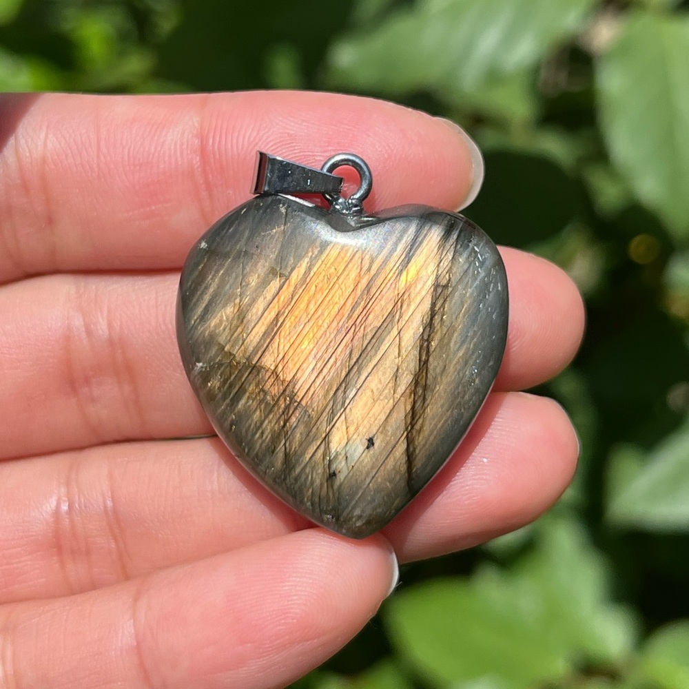 Stainless steel gold flash labradorite heart pendant 1711‎